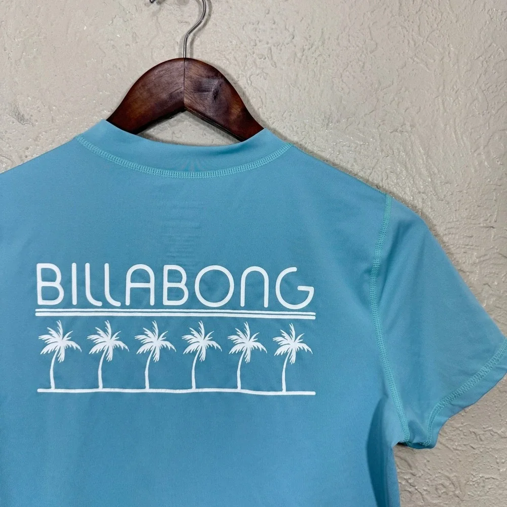 Billabong Rashguard Kids Large ABJWR00111 Blue Palm Tree UV Sun Protection Shirt